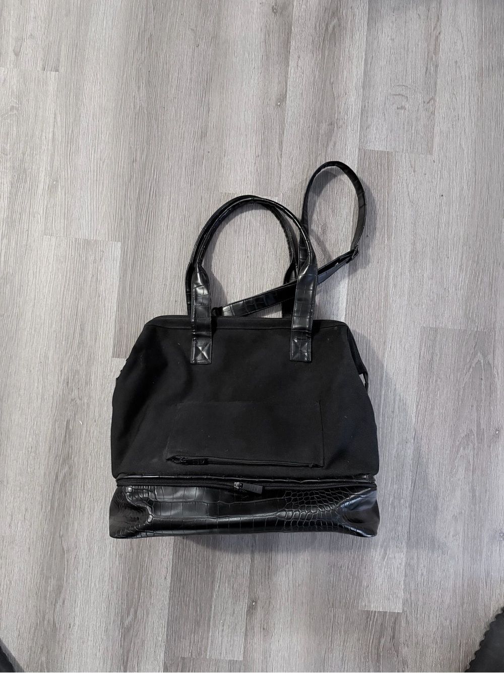 BEIS Weekend Bag in Black & Croc Trim
